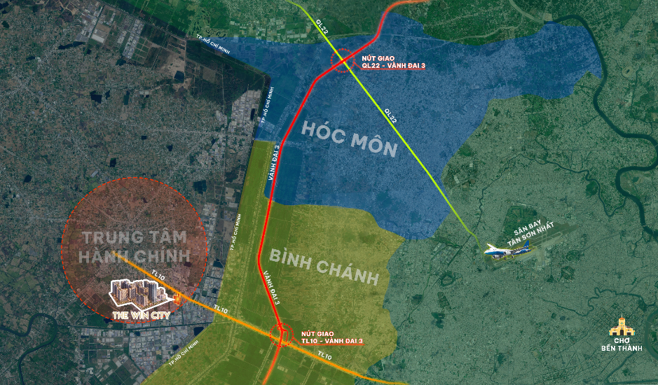 Vị trí The Win City cách nút giao Tỉnh lộ 10 - Vành đai 3 chỉ 5 phút di chuyển - Thắng Lợi Homes